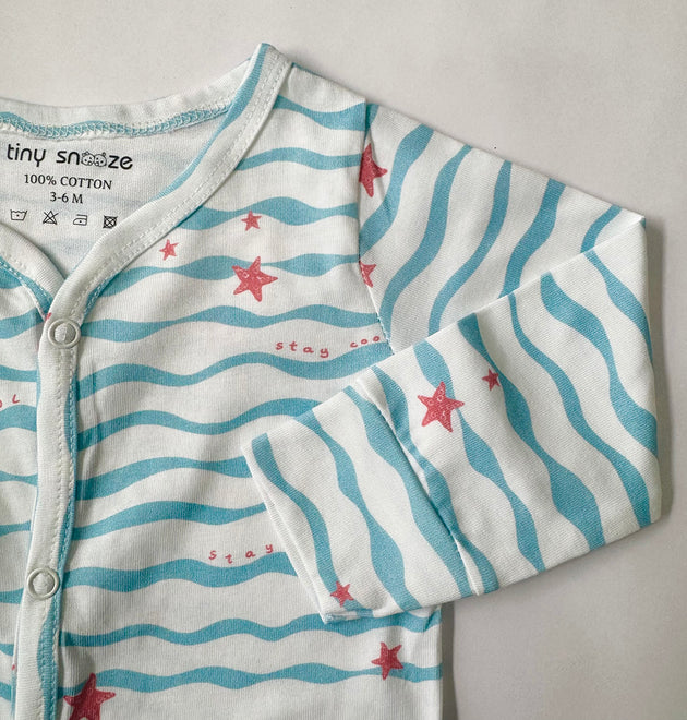Cotton Sleepsuit- Waves