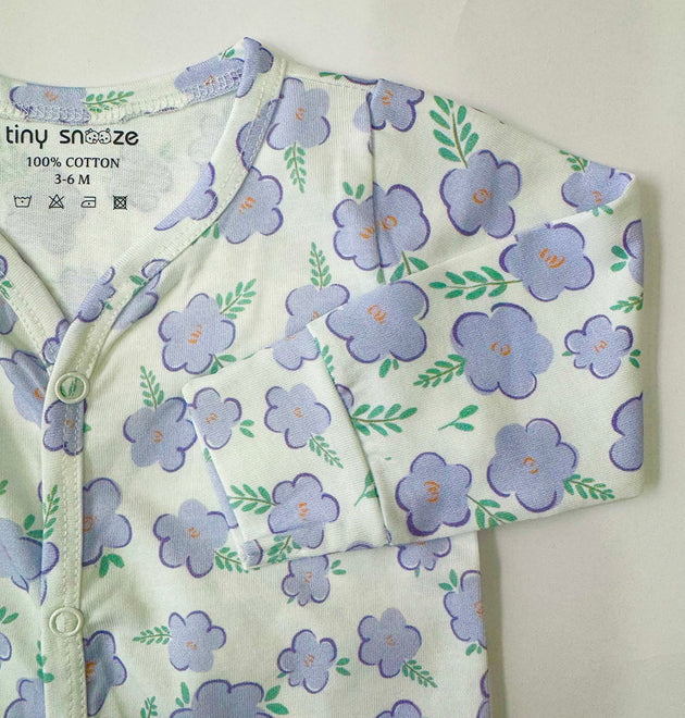 Cotton Sleepsuit- Purple Flowers