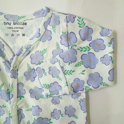 Cotton Sleepsuit- Purple Flowers