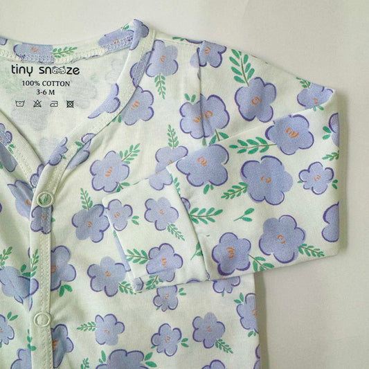 Cotton Sleepsuit- Purple Flowers