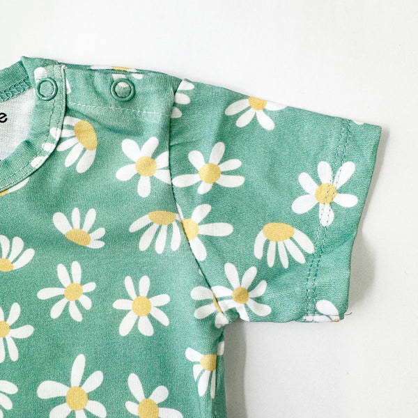 Cotton Bodysuit- Green Flowers