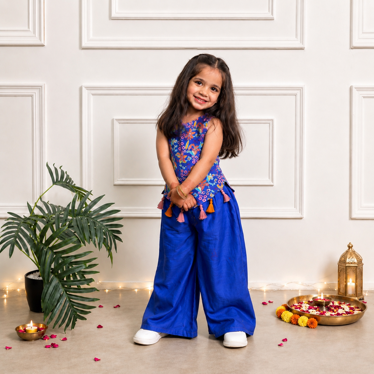 Girls Palazzo Set- Midnight Garden