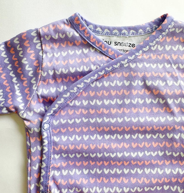Cotton Kimono Bodysuit- Purple Hearts