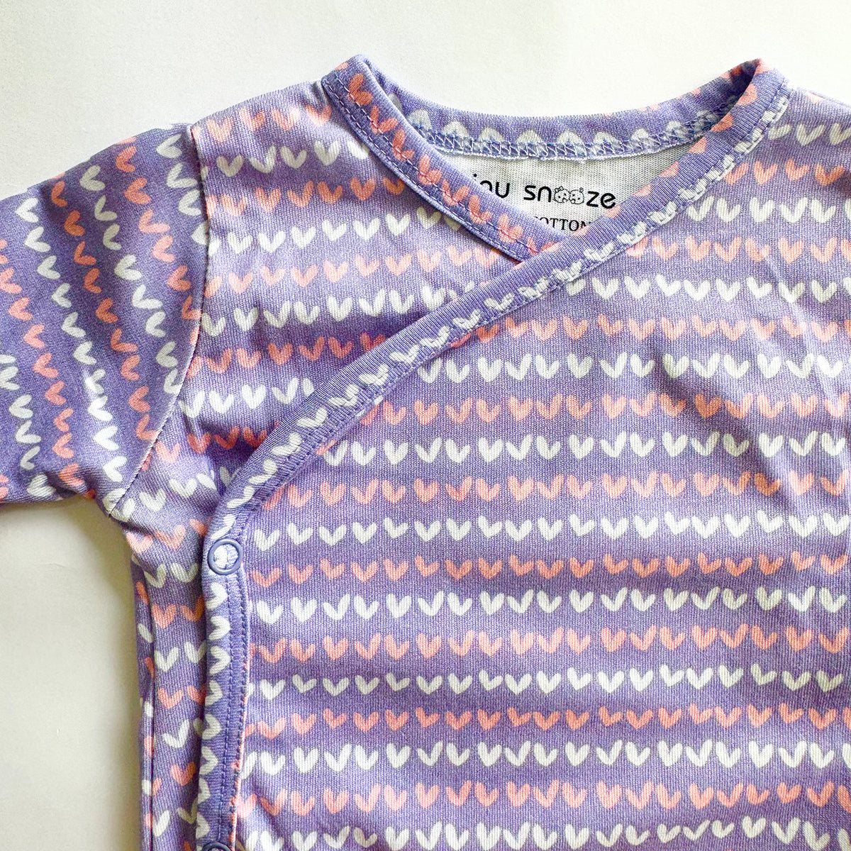 Cotton Kimono Bodysuit- Purple Hearts