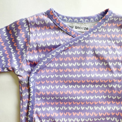 Cotton Kimono Bodysuit- Purple Hearts