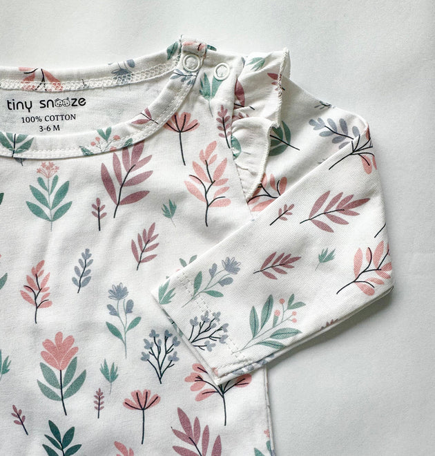 Girls Cotton Full-Sleeve Top- Pastel Flowers