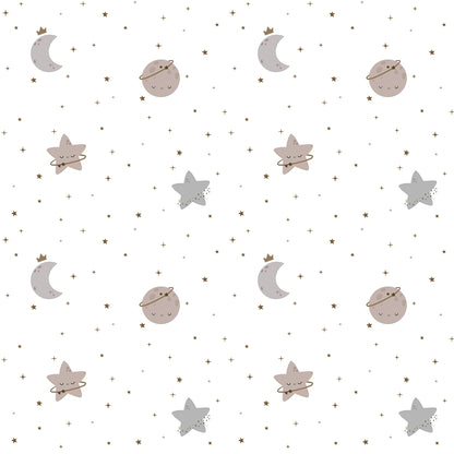 Organic Fitted Cot Sheet- Moon & Stars