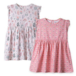 Girls Cotton Frock- Pastel Leaves & Dandelions- Pack of 2