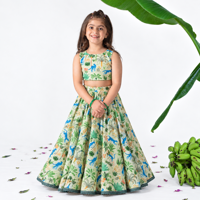 Girls Lehenga Set- Jungle