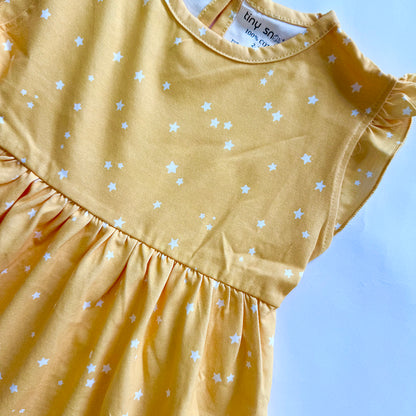 Girls Cotton Frock- Yellow Sky