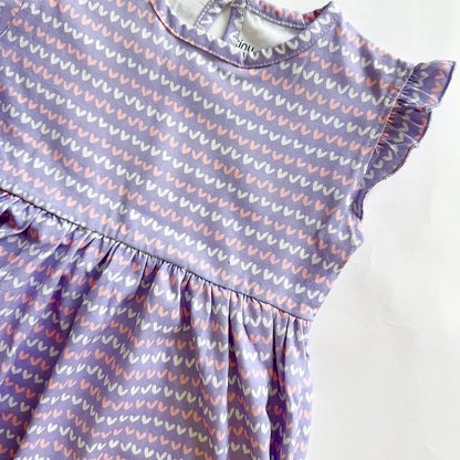 Girls Cotton Frock- Purple Hearts
