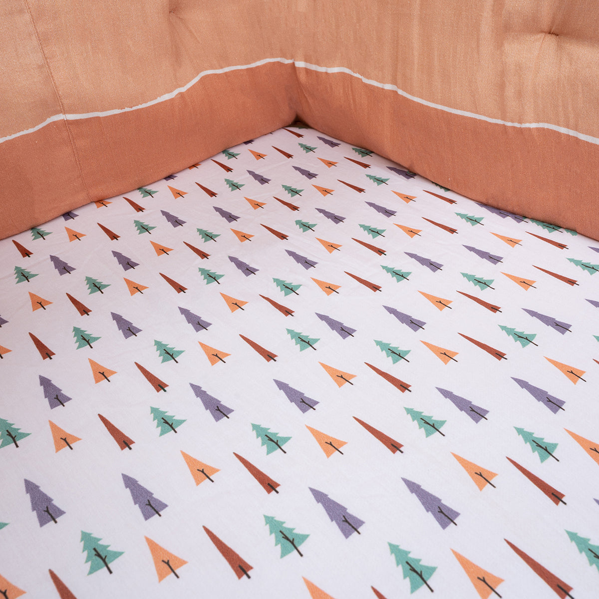 Organic Fitted Cot Sheet- Trees