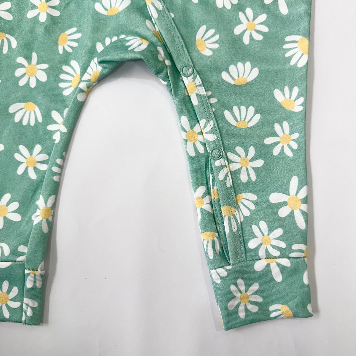 Cotton Sleepsuit- Green Flowers