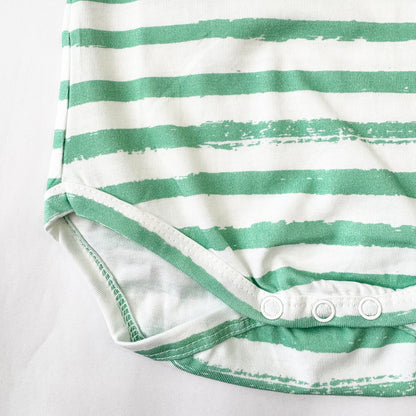 Cotton Bodysuit- Green Stripes