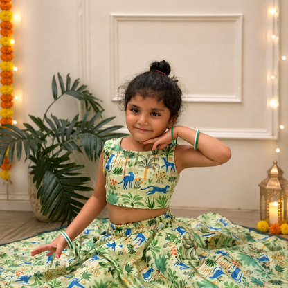 Girls Lehenga Set- Jungle