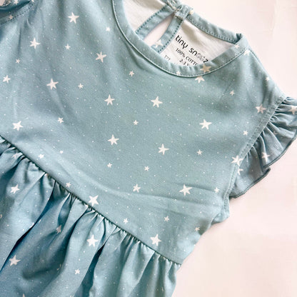 Girls Cotton Frock- Grey Sky