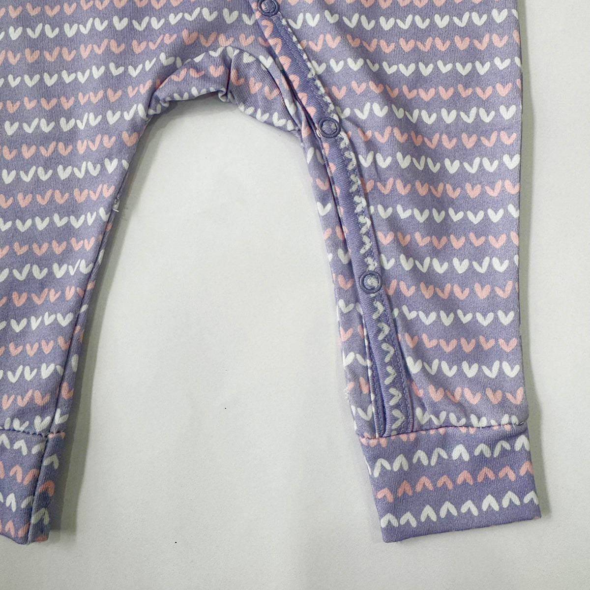 Cotton Sleepsuit- Purple Hearts