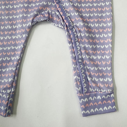 Cotton Sleepsuit- Purple Hearts