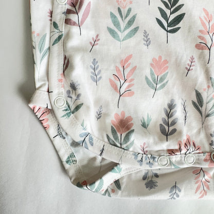 Cotton Kimono Bodysuit- Pastel Flowers