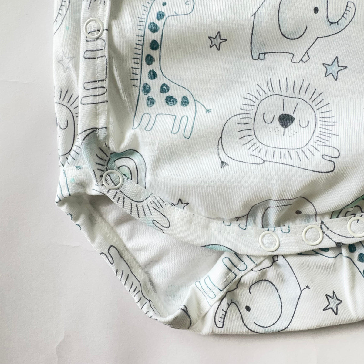 Cotton Kimono Bodysuit- Grey Animals