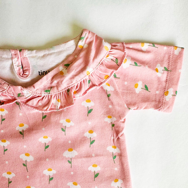 Girls Cotton Half-Sleeve Top- Dandelion