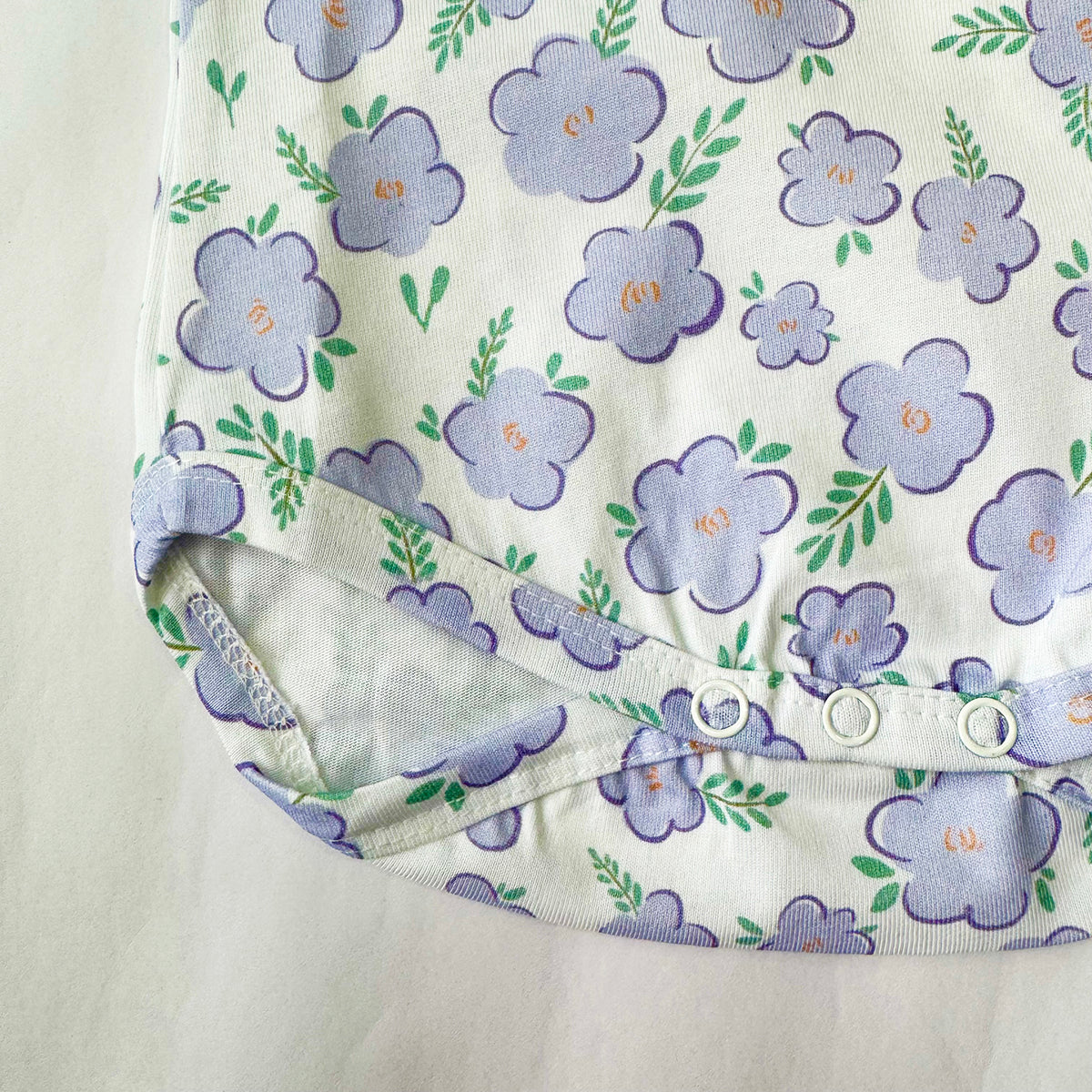 Cotton Bodysuit- Purple Flowers