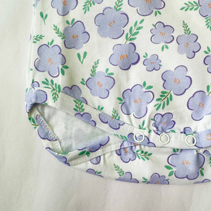 Cotton Bodysuit- Purple Flowers