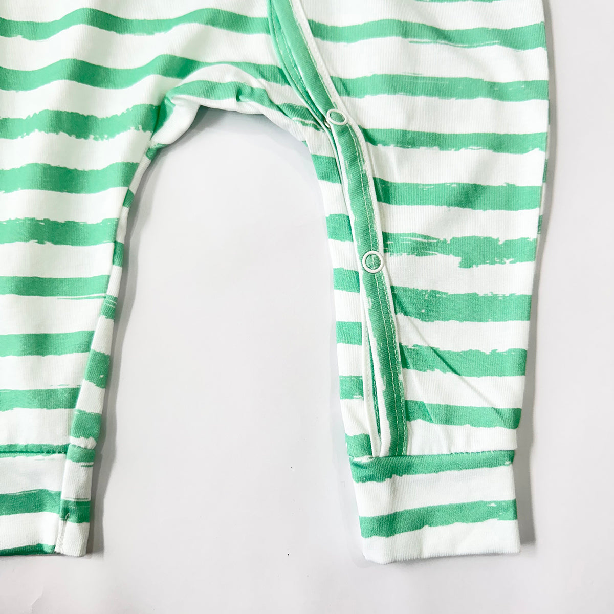 Cotton Sleepsuit- Green Stripes