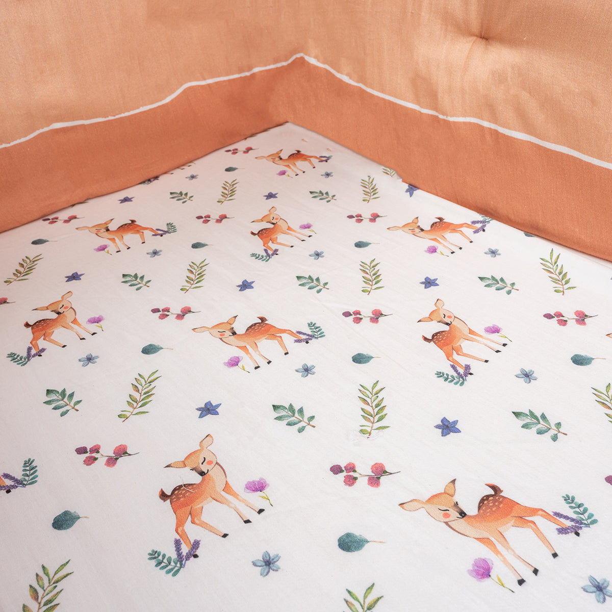 Organic Fitted Cot Sheet- Deer