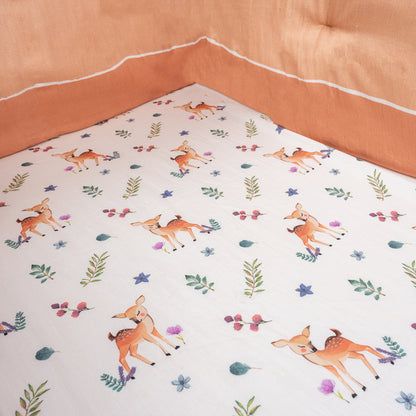 Organic Fitted Cot Sheet- Deer