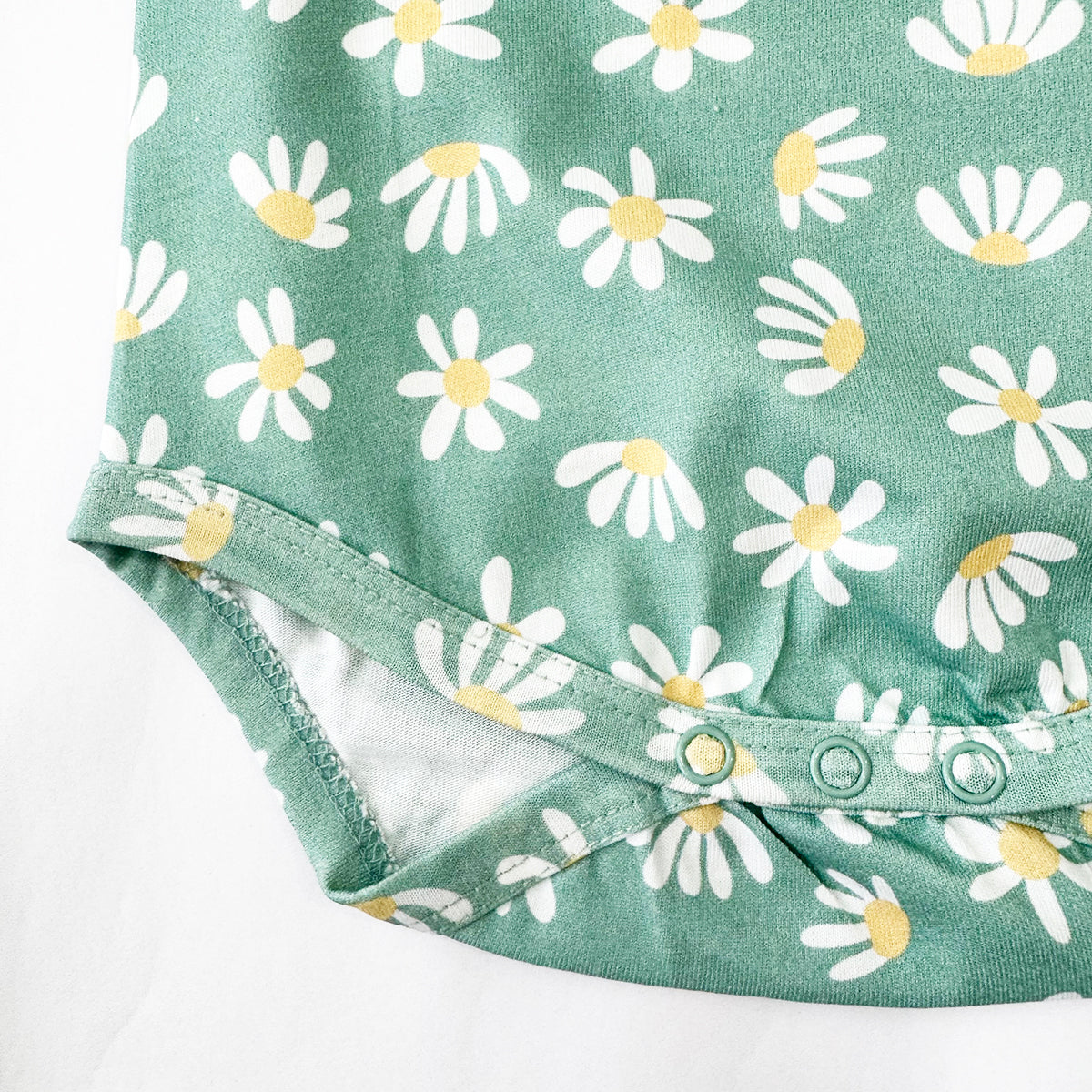 Cotton Bodysuit- Green Flowers