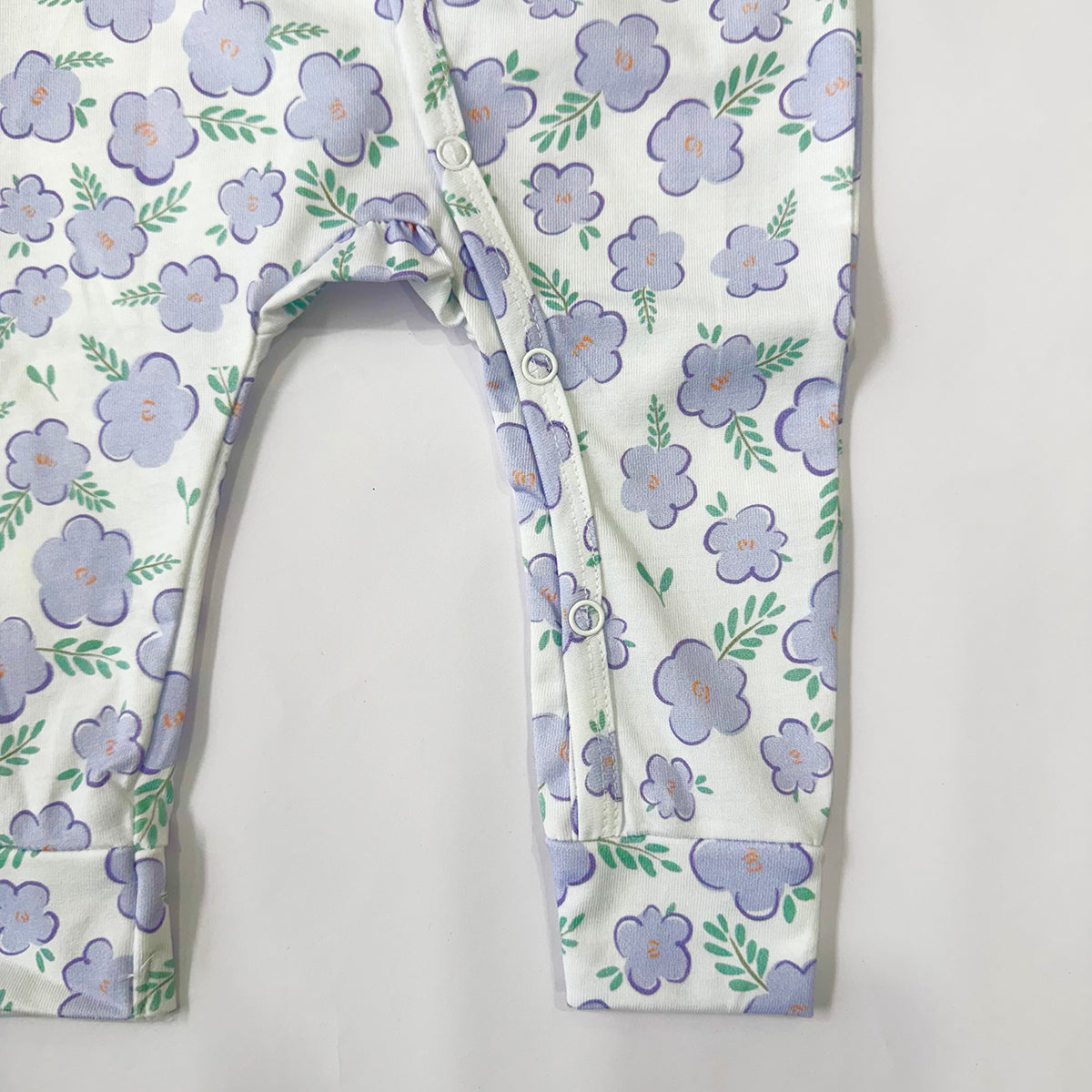 Cotton Sleepsuit- Purple Flowers