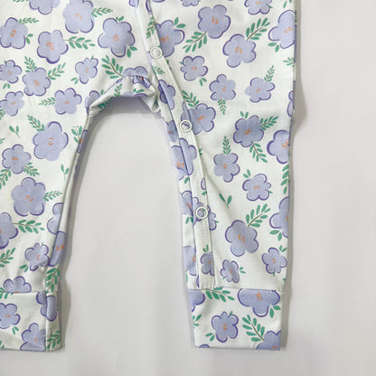 Cotton Sleepsuit- Purple Flowers
