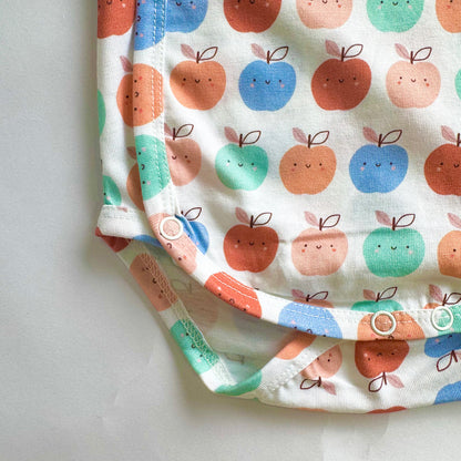 Cotton Kimono Bodysuit- Apples