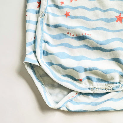 Cotton Kimono Bodysuit- Waves