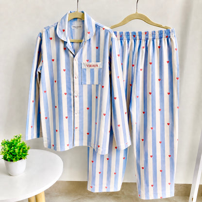 Cotton Nightsuit- Red Hearts