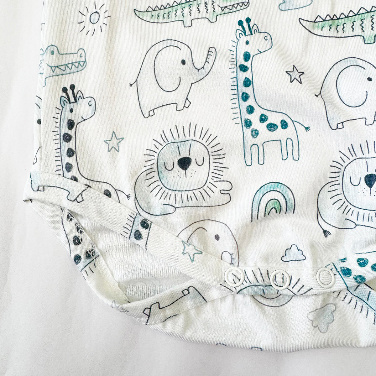 Cotton Bodysuit- Grey Animals