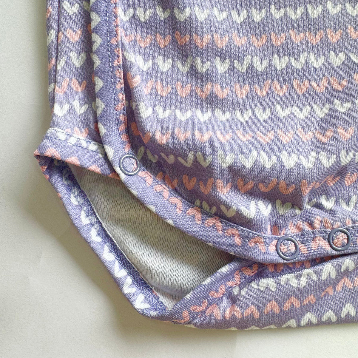 Cotton Kimono Bodysuit- Purple Hearts