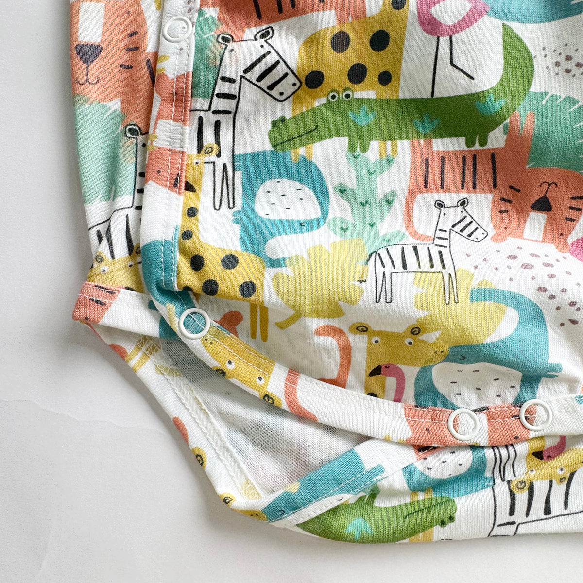 Cotton Kimono Bodysuit- Colorful Animals