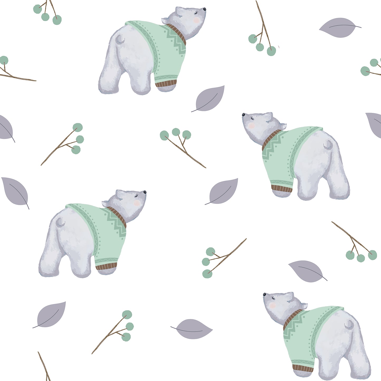 Organic Fitted Cot Sheet- Polar Bear