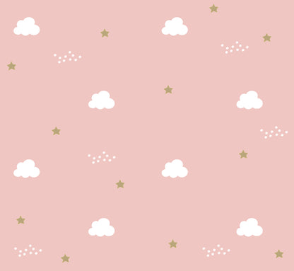Organic Fitted Cot Sheet- Pink Clouds