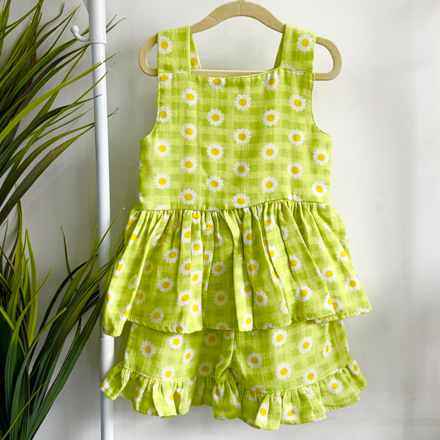 Girls Co-Ord Set- Green Ghingham