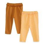 Girls Cotton Leggings- Yellow Sky & Rust Orange- Pack of 2