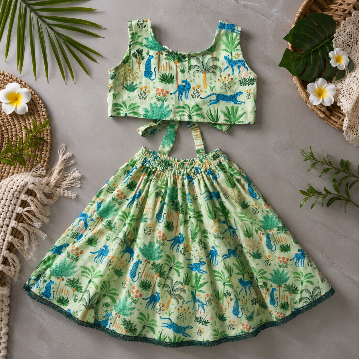 Girls Lehenga Set- Jungle