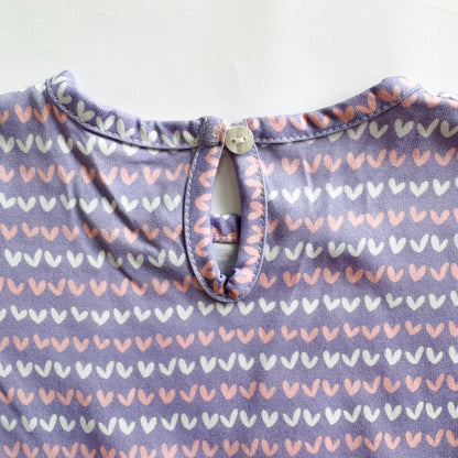 Girls Cotton Frock- Purple Hearts