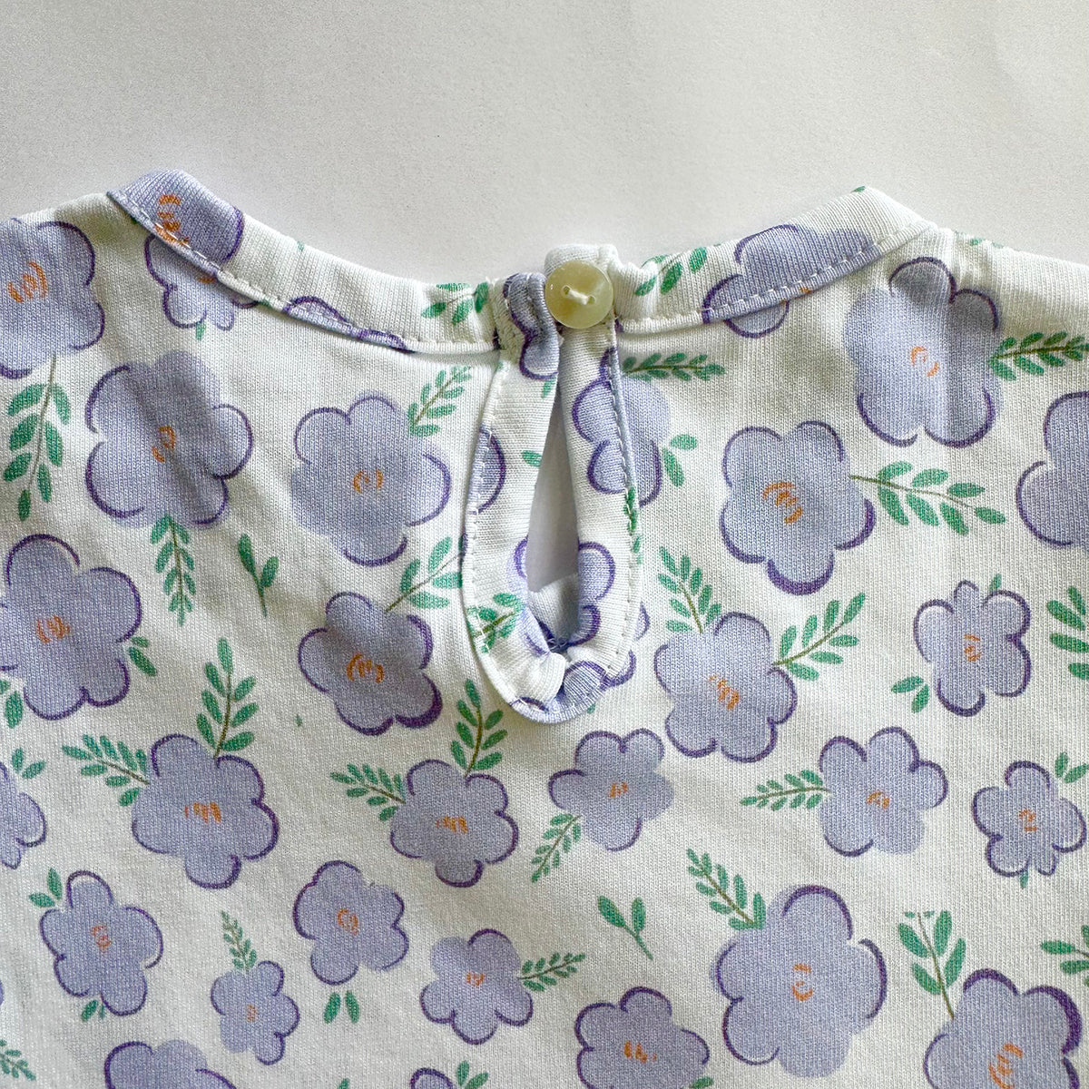 Girls Cotton Frock- Purple Flowers