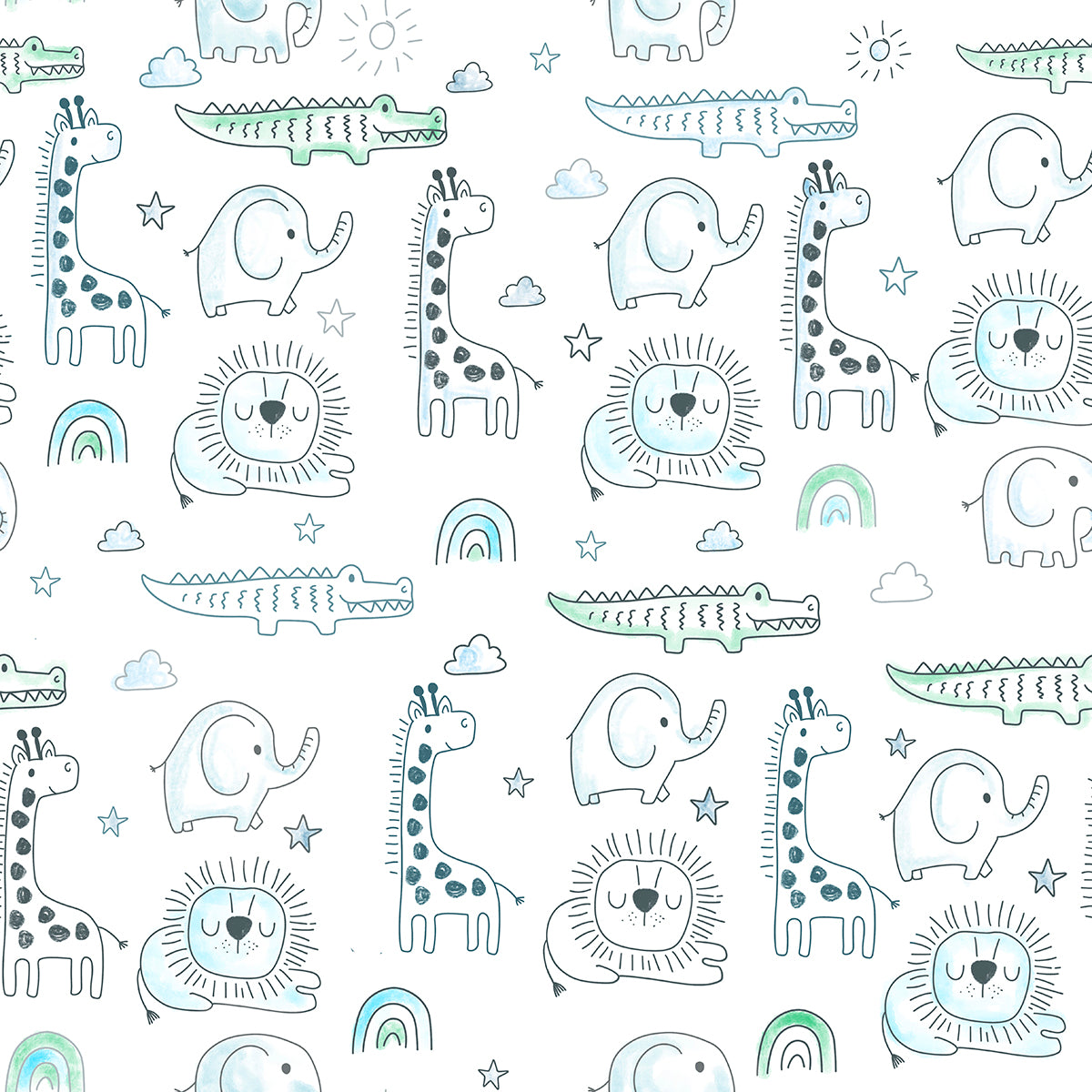 Cotton Kimono Bodysuit- Grey Animals