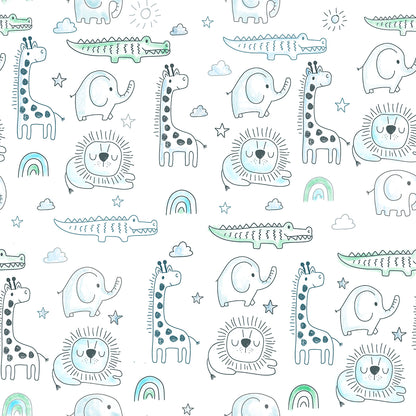 Cotton Kimono Bodysuit- Grey Animals