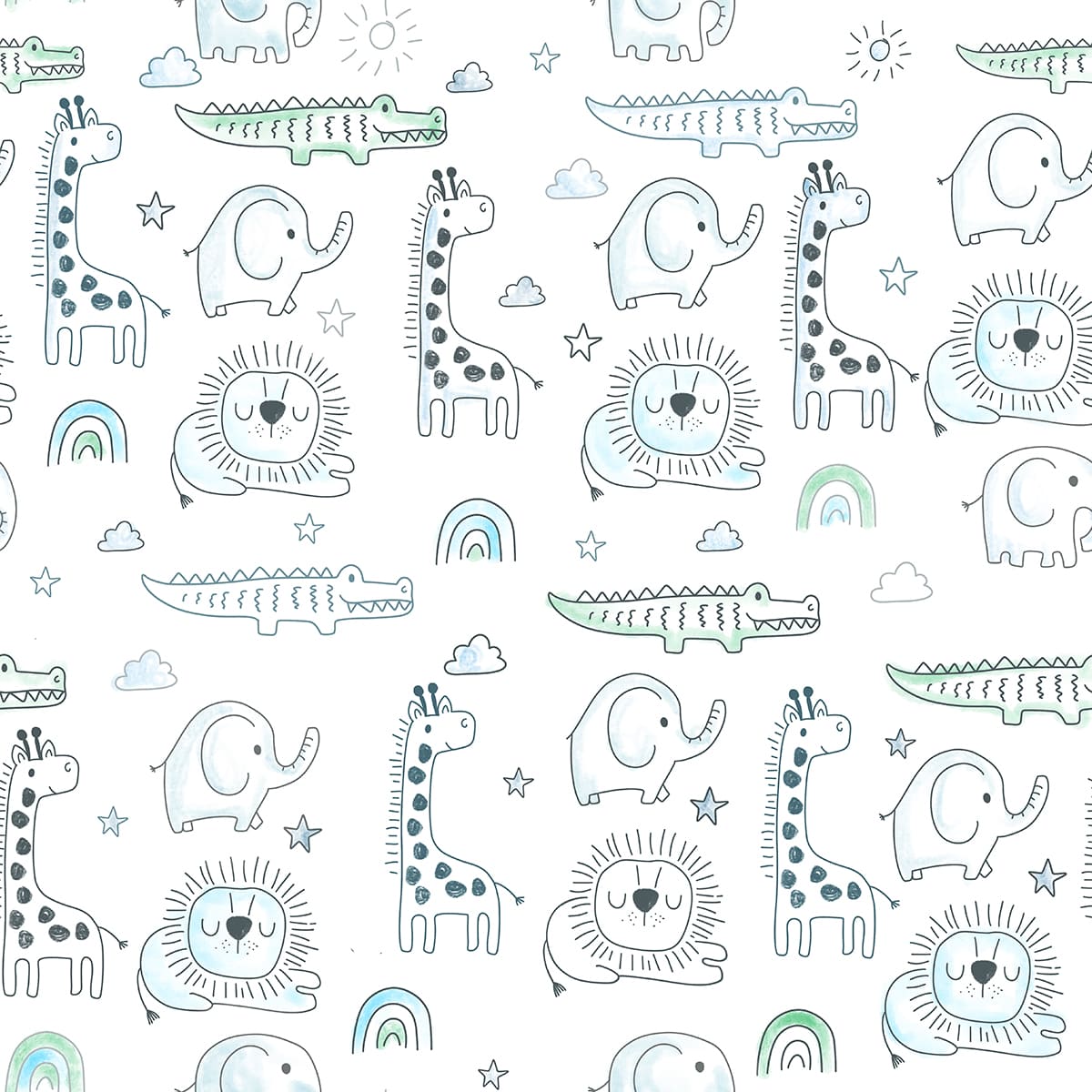 Cotton Nightsuit- Grey Animals