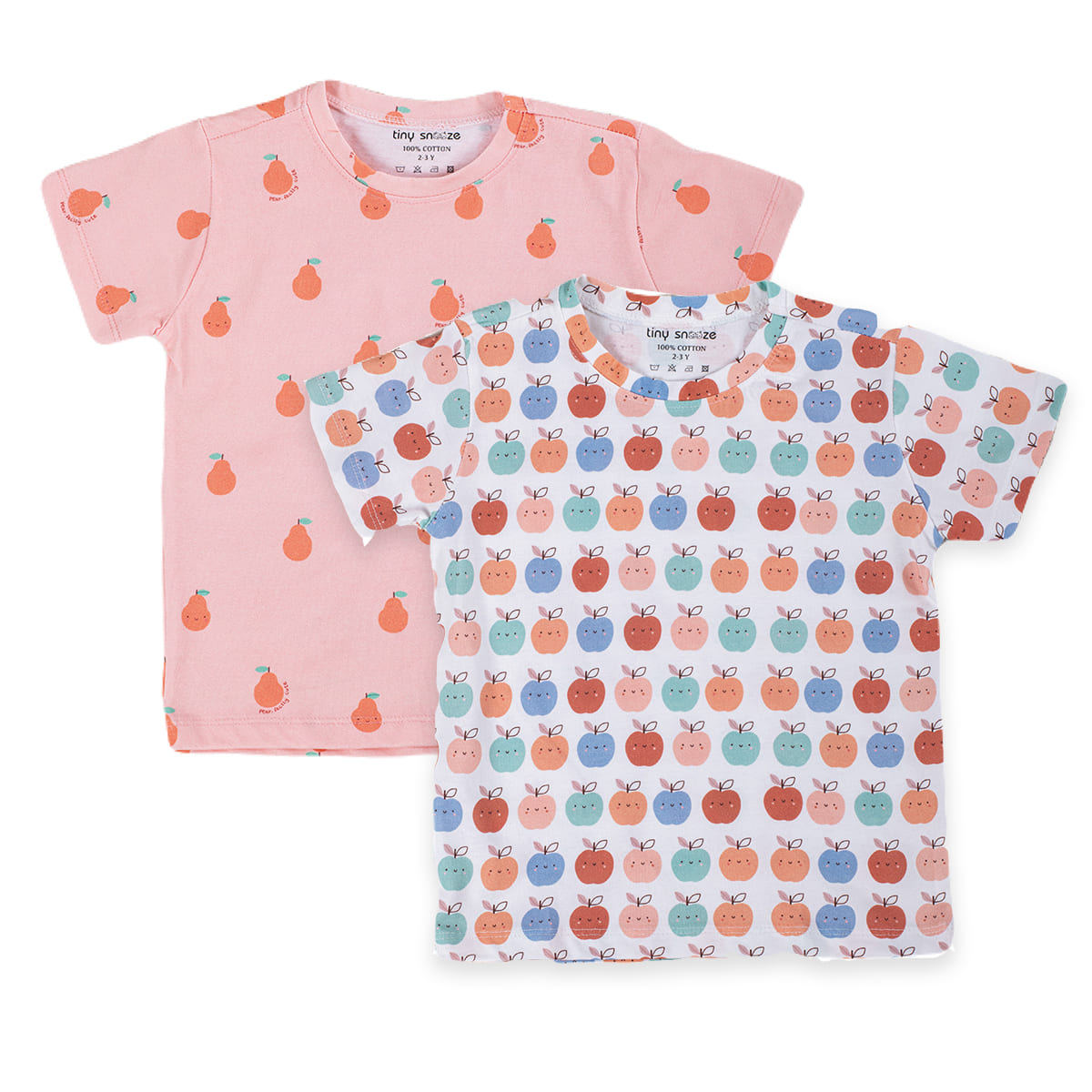 Kids Cotton Tshirt- Pears & Apples- Pack of 2